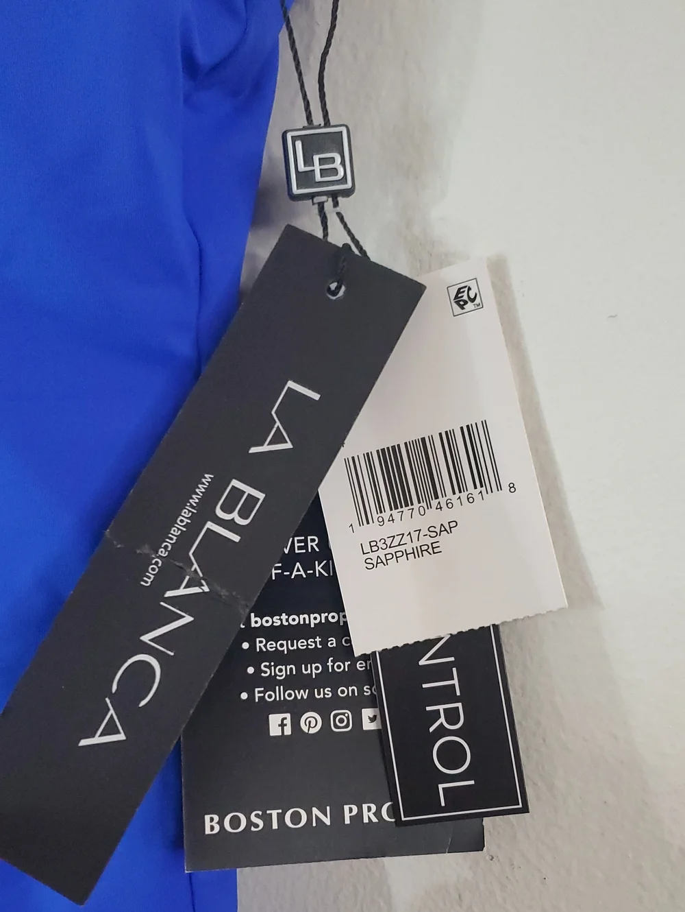 NWT La Blanca Island Goddess Sapphire Ruffled V-Neck One-Piece Swimsuit Size 4